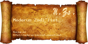 Mederus Zsüliet névjegykártya